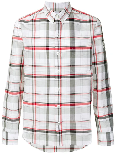 Moncler Slim-fit Button-down Collar Checked Cotton-poplin Shirt In Gray