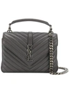Saint Laurent Large Collège Monogram Leather Shoulder Bag In Grey