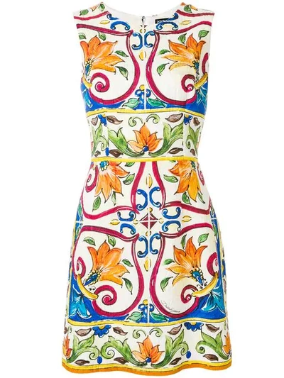 Dolce Gabbana Maiolica Tile-print A-line Dress In Maiolica Tile