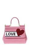 DOLCE & GABBANA SICILY LOVE ROSE LEATHER HAND BAG,BB6003 AS4998H401