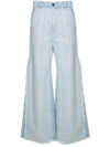 SEE BY CHLOÉ FRAYED-EDGE COTTON-DENIM WIDE-LEG JEANS,10486816
