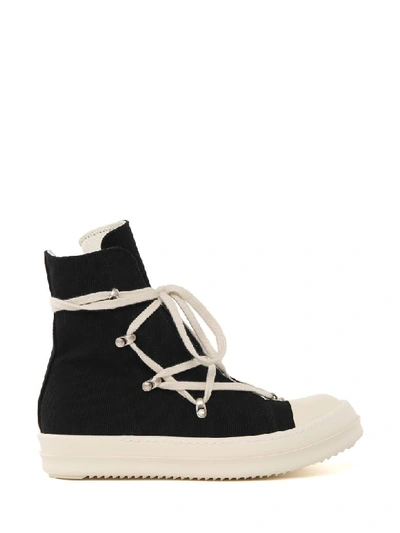 Rick Owens High-top Cotton-canvas Trainers In Nero