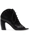 ANN DEMEULEMEESTER BLACK LACE UP LEATHER BOOTS,18012856P36609912549907