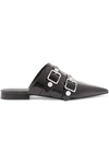 VICTORIA BECKHAM PUNKY EMBELLISHED GLOSSED-LEATHER SLIPPERS