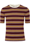 MIU MIU STRIPED RIBBED WOOL SWEATER