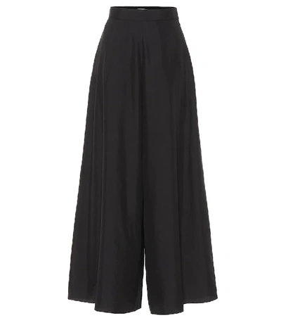 The Row Elle High-rise Wide-leg Poplin Trousers In Black