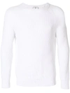 AMI ALEXANDRE MATTIUSSI ribbed crew neck sweater WHITE,E18K014.007