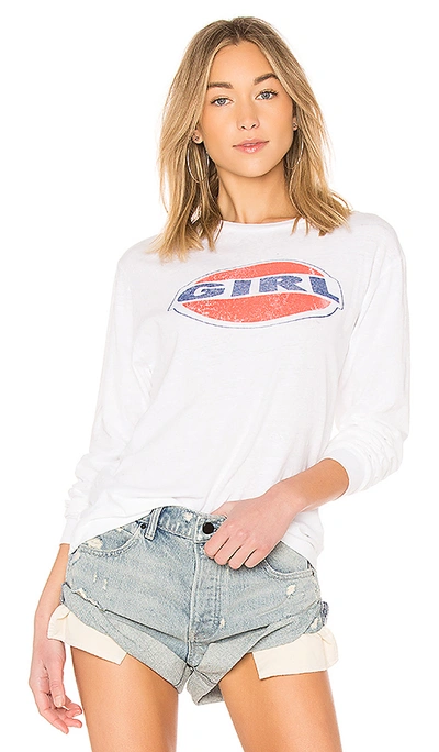 Re/done Long Sleeve Tee With Girl Graphic In White
