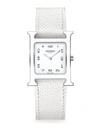 HERMÈS WATCHES WOMEN'S HEURE H 30MM LACQUERED STAINLESS STEEL & LEATHER STRAP WATCH,400095313914