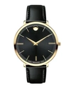 MOVADO Ultra Slim Goldtone Stainless Steel & Leather Strap Watch