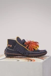 CARVEN LEATHER LOAFERS WITH POMPOMS,9173SC303/550