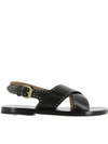 ISABEL MARANT BLACK LEATHER SANDALS,10490691