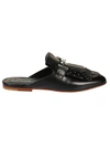 Tod's Studded Fringed Mules In Nero