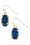 Kendra Scott Lee Small Drop Earrings In Blue Drusy/ Gold