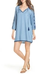 TOMMY BAHAMA EMBROIDERED CHAMBRAY COVER-UP DRESS,TSW21571C