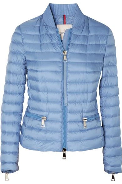 Moncler Ribbed Knit-trimmed Quilted Shell Jacket In Blue