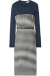 MAX MARA STRETCH-JERSEY AND GINGHAM WOOL-BLEND DRESS
