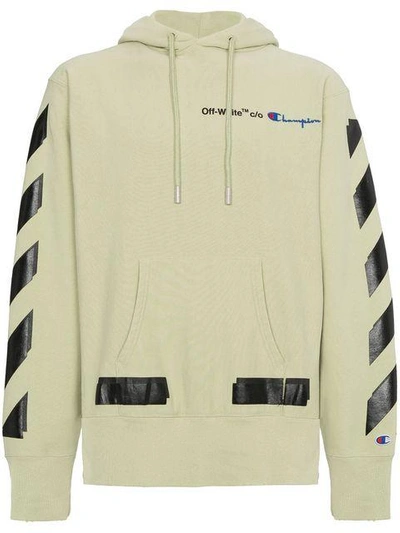 Off white X Champion Hooded Cotton blend Sweatshirt In Beige