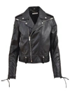 SAINT LAURENT LACE DETAIL MOTORCYCLE JACKET,10304648