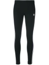 Adidas Originals Black 3-stripes Leggings In Black