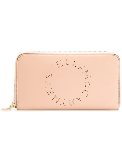 Stella Mccartney Perforated Logo Wallet In Pale Pink
