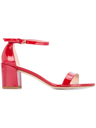 Stuart Weitzman Simple Ankle Strap Sandals In Red