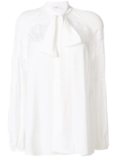 Givenchy Lace Panel Balloon Sleeve Blouse In White