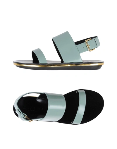Marni Leather Sandals In Light Green