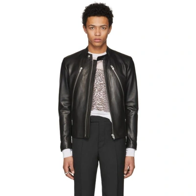 Maison Margiela Black Leather Classic Five-zip Jacket In Black