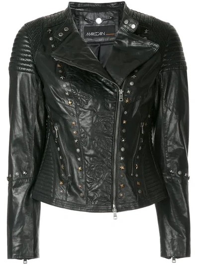 Marc Cain Embroidered Biker Jacket In Black