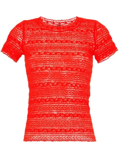 Marc Cain Embroidered Fitted T-shirt In Red