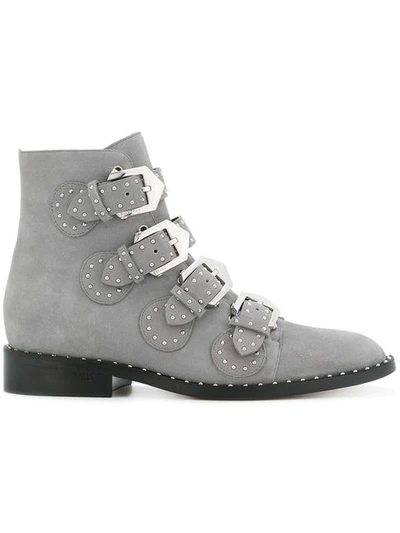 Givenchy Elegant Embellished Suede Ankle Boots In Grey