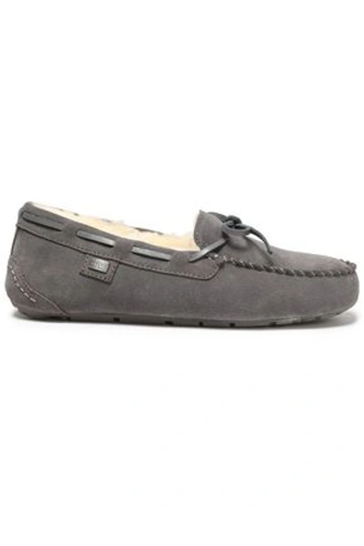 Australia Luxe Collective Woman Shearling-lined Suede Moccasins Grey