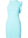 Black Halo Pabla Ruffle-shoulder Mini Dress In Atlantic Aqua