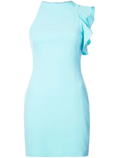Black Halo Pabla Ruffle-shoulder Mini Dress In Atlantic Aqua