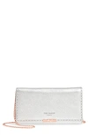TED BAKER JANET METALLIC LEATHER CROSSBODY MATINEE WALLET ON A CHAIN - METALLIC,XH8W-XL24-JANET