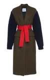 Msgm Color Block Belted Coat In Multi