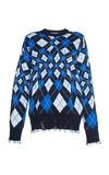 Msgm Oversize Argyle Sweater In Multi