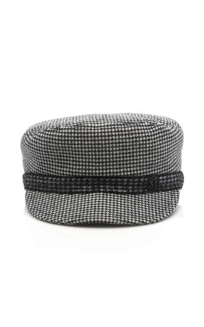 Maison Michel New Abby Houndstooth Wool & Cashmere Hat In Black