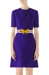 GUCCI BELTED PINTUCK CADY CREPE DRESS,498582ZHM88