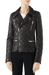 GUCCI LOGO QUILTED LEATHER BIKER JACKET,502674XG576