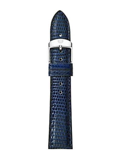 Michele Lizard-embossed Leather Strap, 16-18mm In Navy
