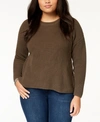 LUCKY BRAND TRENDY PLUS SIZE LACE-UP-BACK SWEATER