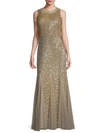 AIDAN MATTOX Embellished Circle-Back Godet Gown,0400088283965