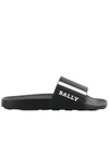 Bally Rubber Slide Sandals W/ Stripes In Black-white