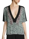 A.L.C Lilias Deep V-Neck Silk Top,0400096055769