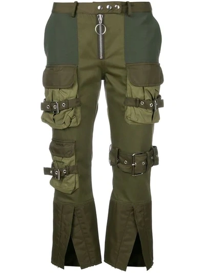 Marques' Almeida Mid-rise Cropped Military Trousers In Green
