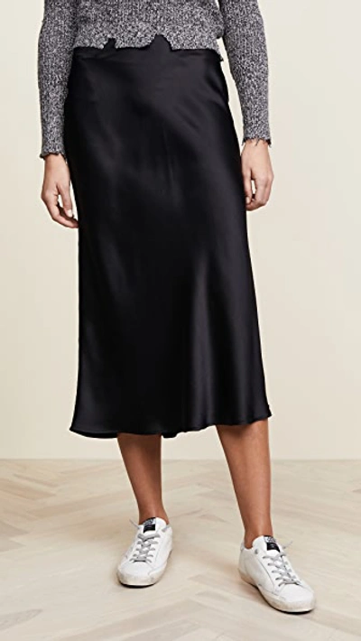 ANINE BING BAR SILK SKIRT BLACK,ANINE30218