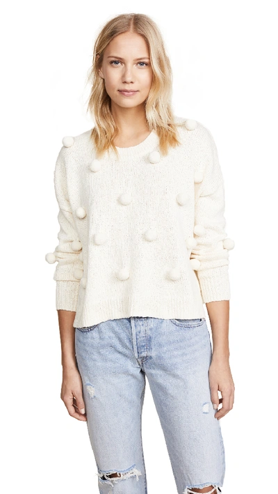 Madewell Pompom-embellished Cotton Sweater In Muslin