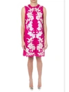 DOLCE & GABBANA FUXIA LACE DRESS WITH FLORAL APPLICATIONS,10493230